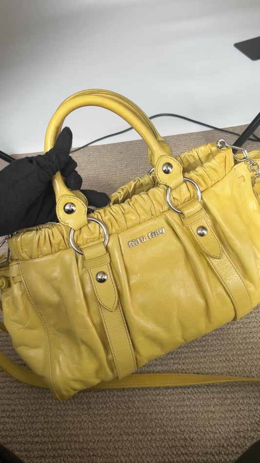 Miu Miu Yellow Vitello 2-Way Bag