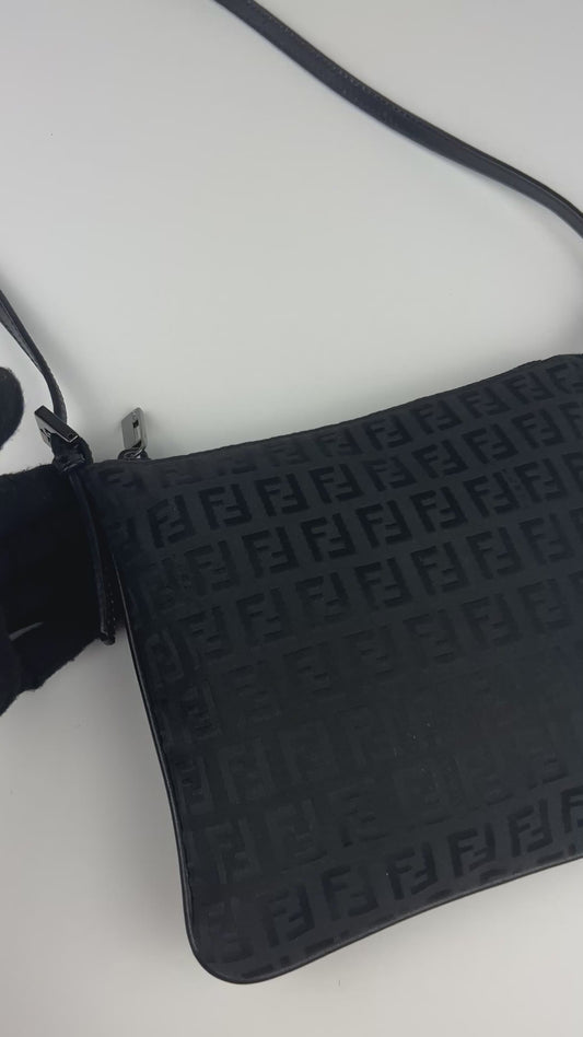 Fendi Zucchino Black Cross Body Bag
