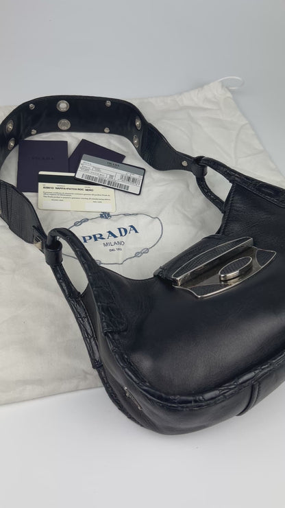 Prada Nappa Leather Beaded Shoulder Bag