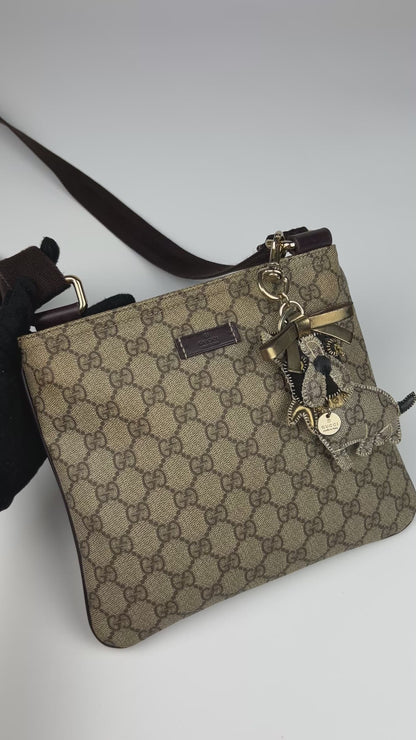 Gucci Monogram Coated Canvas Cross Body Bag (With Gucci Charm)