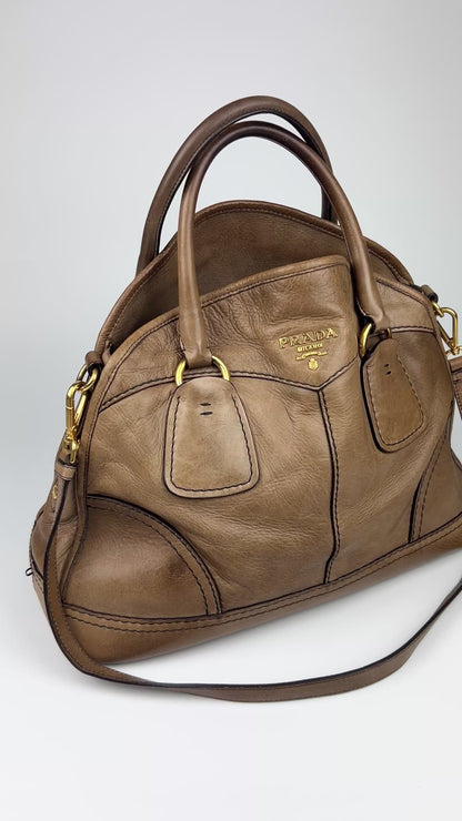 Prada Cervo Bowling Hobo 2-Way Bag