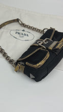 Load and play video in Gallery viewer, Prada Nylon &amp; Exotic Leather Baguette Shoulder Bag
