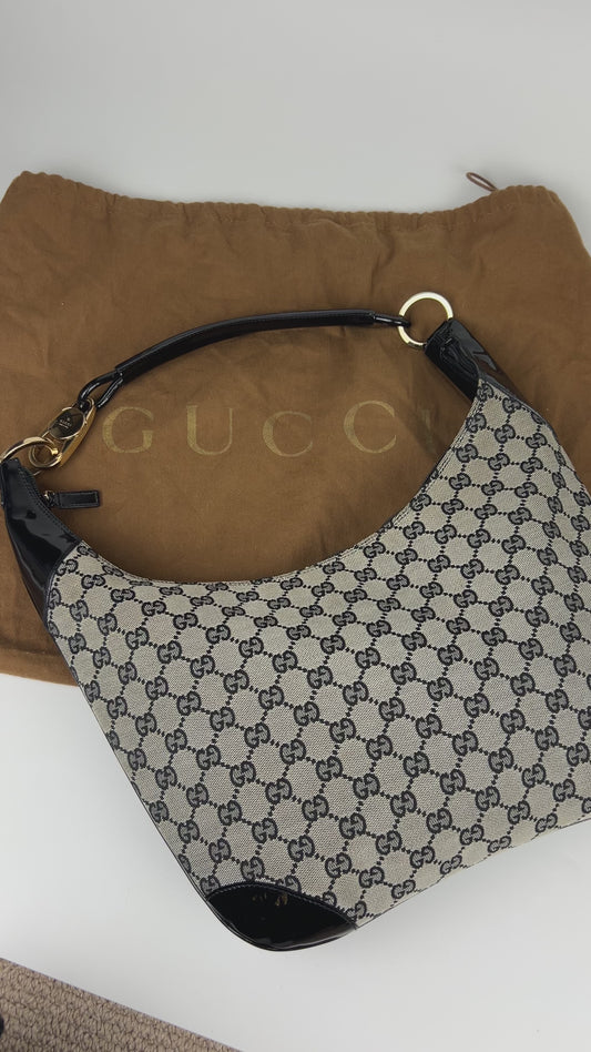 Pre-owned Gucci Monogram Crescent Bag