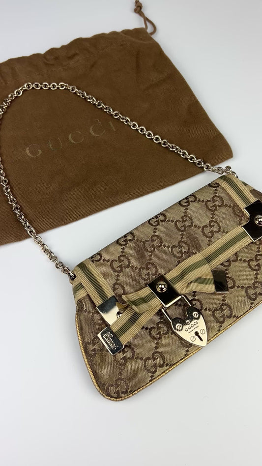 Gucci Monogram Satin Mini Pochette Bag