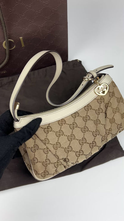 Gucci Monogram Interlocking GG Heart Charm Pochette Bag