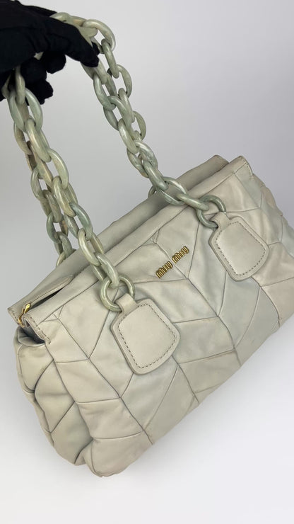 Miu Miu Leather Marbled Strap Shoulder Bag