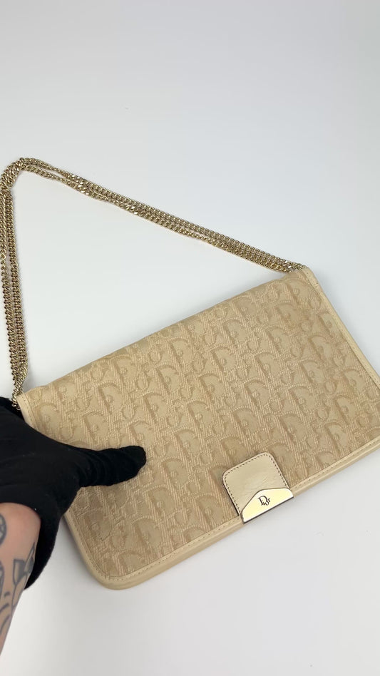 Pre-owned Dior Monogram Oblique Canvas Chain Strap Bag 1980s