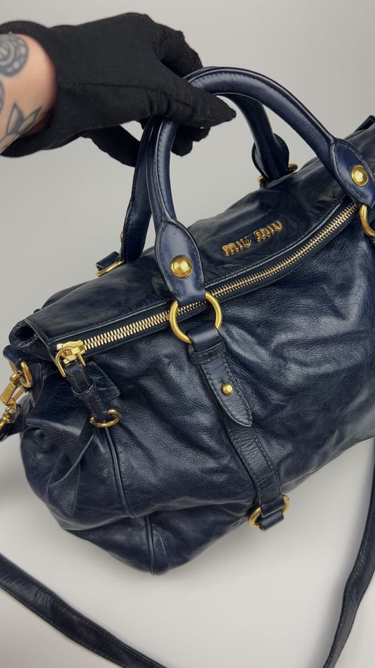 Miu Miu Navy Bow 2-Way Bag