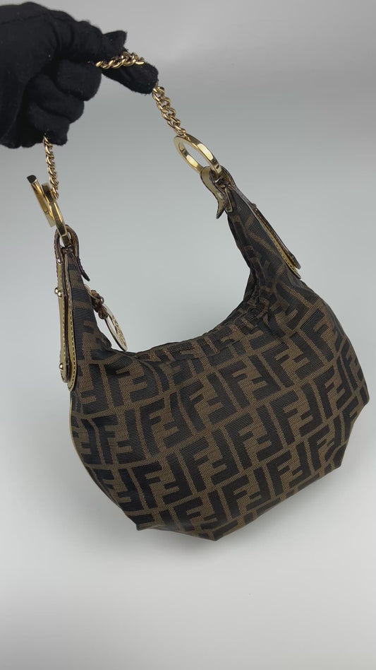 Fendi Zucca Chef Mini Hobo Chain Strap Bag
