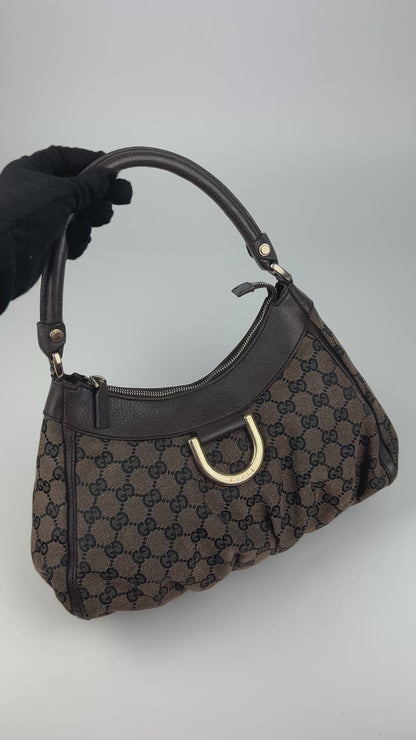 Pre-owned Gucci Monogram Denim Abbey Bag