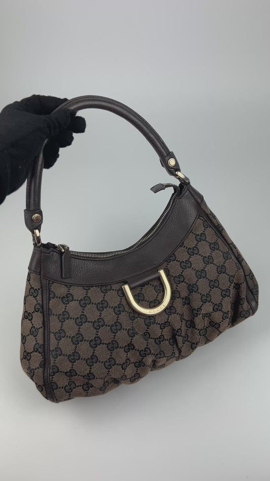 Pre-owned Gucci Monogram Denim Abbey Bag