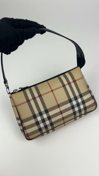 Pre-owned Burberry Nova Check Pochette Bag 2002