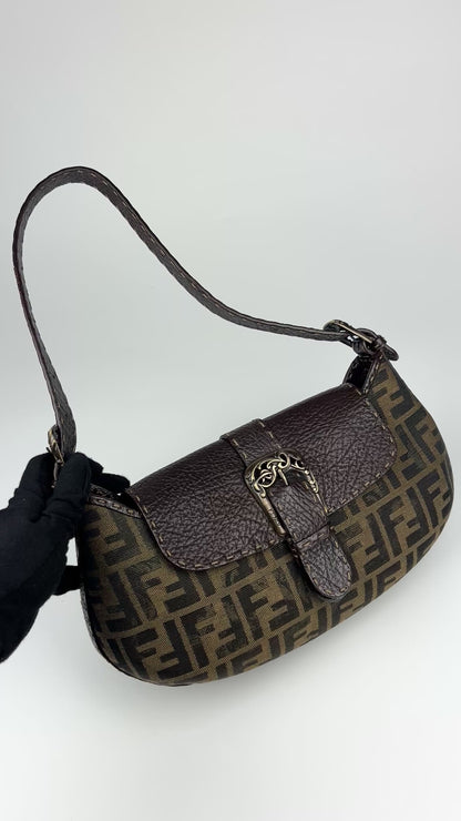 Fendi Zucca Tobacco Stondata Shoulder Bag 2007 (With Receipt)